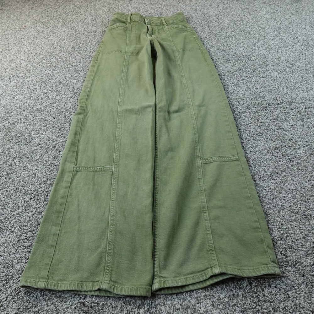 American Eagle Pants Womens 000 Green High Rise Baggy Wide Leg Rave Stretch Flex